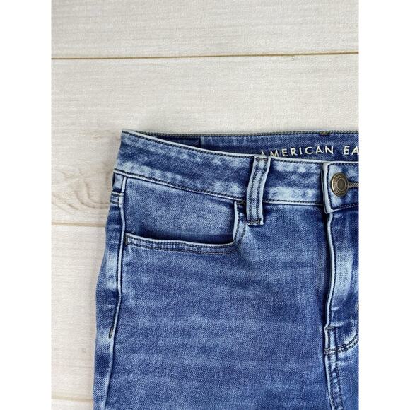 American Eagle Hi Rise Jegging Jeans Womens 6 Acid Wash Distressed Stretch Denim - Picture 2 of 12